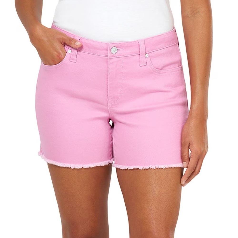 SEVEN7 Size 10 Pastel Violet Stretch 5 Pocket Frayed Hem Weekend Shorts